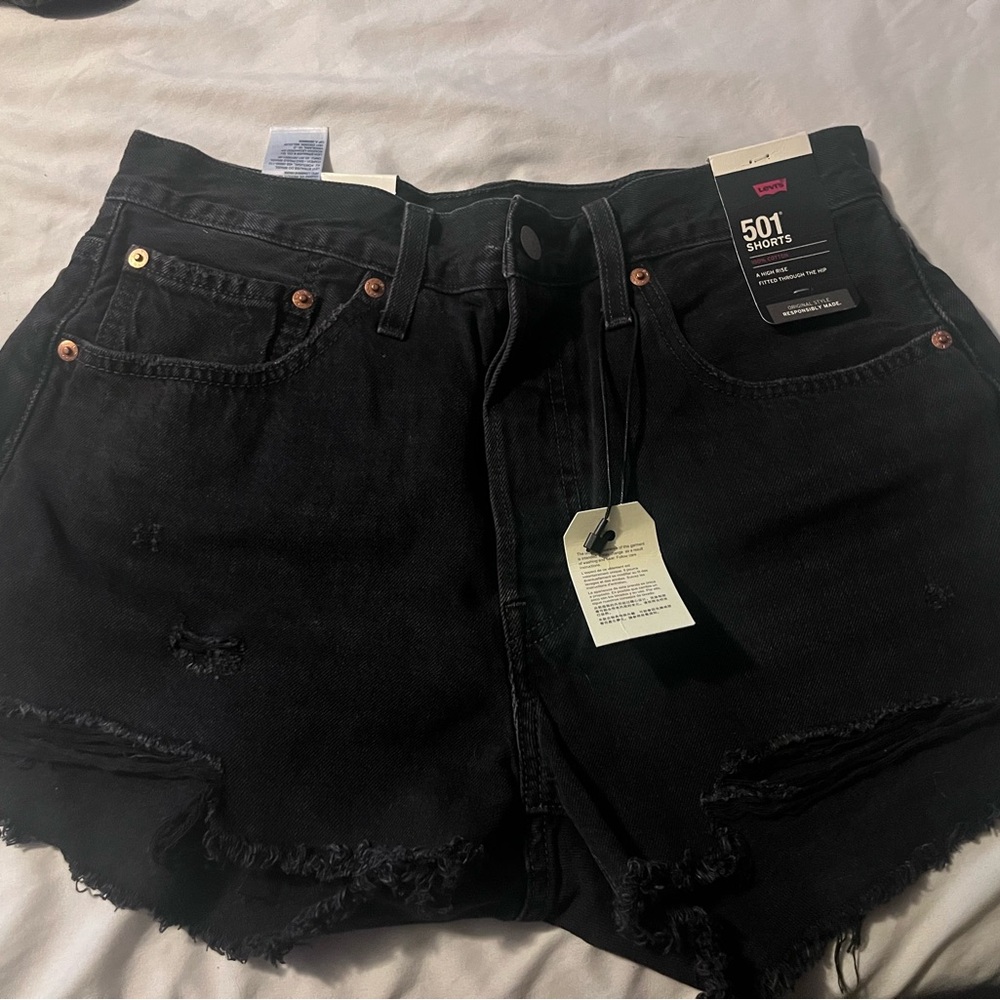 Levi's Black Distressed Jean Shorts